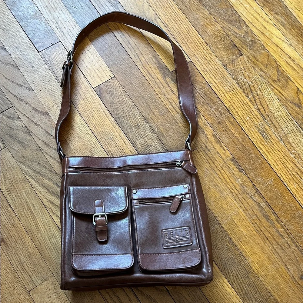 Relic Dark Brown Faux Leather Messenger/Shoulder or Cross-body Bag